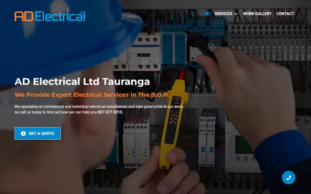 AD Electrical website home page - Electrical, Tauranga