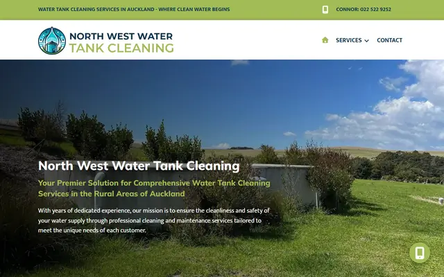 North West Water Tank Cleaning website home page - Water services, North West Auckland