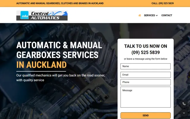 Central Automatics website home page - Automotive, Auckland