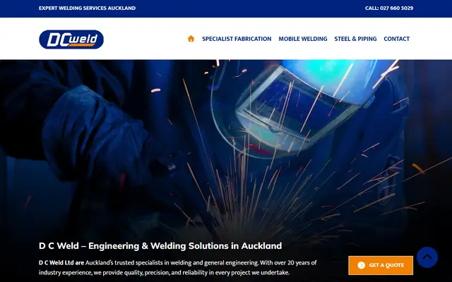 DC Weld website home page - Welding and steel, Auckland