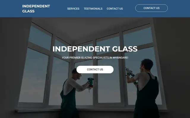 Independent Glass website home page - Glass and glazing, Whangarei
