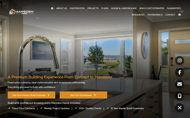 Marsden Homes website home page - Building and renovation, Marsden Cove, Northland