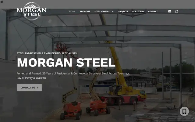 Morgan Steel website home page - Welding and steel, Tauranga