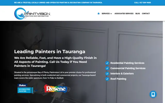 Paintvision website home page - Painting, Tauranga
