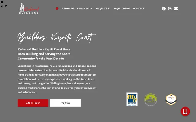 Redwood Builders website home page - Building and renovation, Kapiti Coast