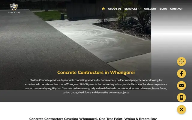 Rhythm Concrete website home page - Concrete, Whangarei